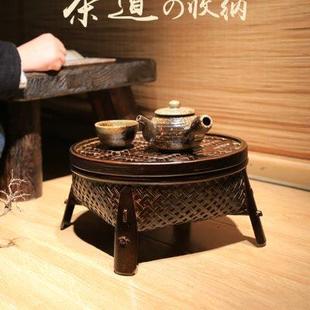 竹编篮茶盘茶台功夫茶具收纳盒防尘家用茶道整理盒零配多功能 日式
