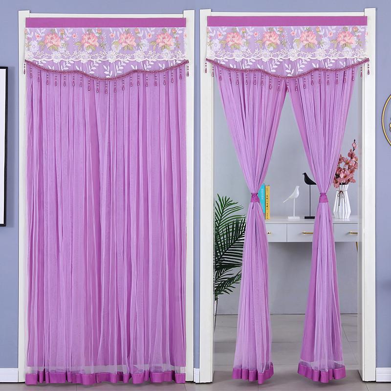 蕾丝门帘双层纱帘子卧室厨房挂帘家用免打孔隔断帘遮挡帘2024新