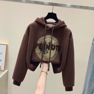 今年流行漂亮洋气上衣 爆款 高端加绒加厚连帽卫衣女秋冬季 2024新款