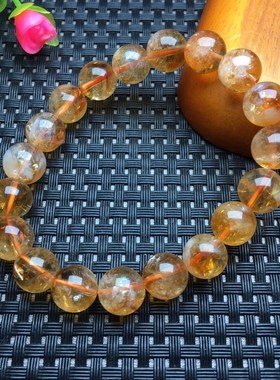 原矿纯天然黄水晶奶盖手链女黄阿赛蓝针黄塔晶手串男饰品财富礼物