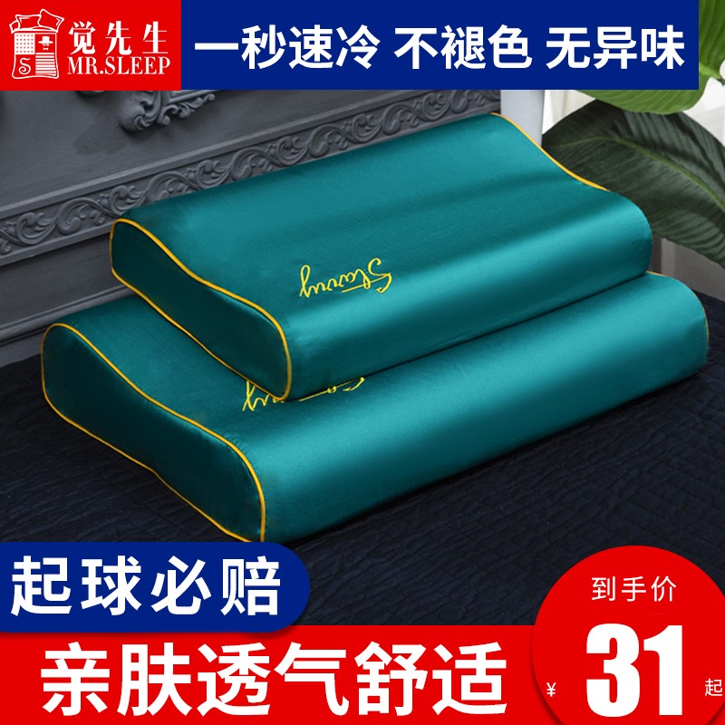 一对装乳胶枕专用枕头套夏天冰丝枕套单人儿童学生宿舍V家用60x40