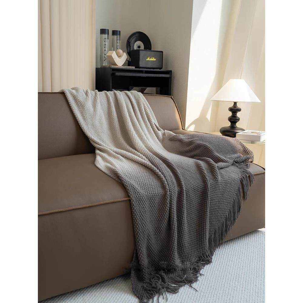 日本毛毯渐变灰色简约沙发毯搭毯休闲毯空调毯午睡披肩民宿床尾毯