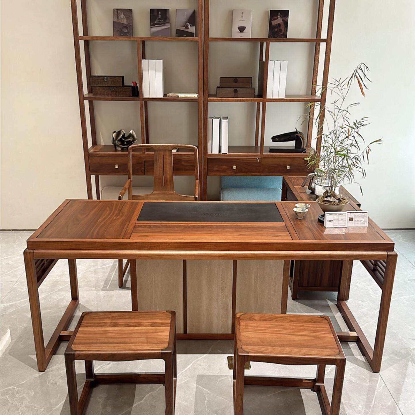 新中式实木乌金木茶桌椅简约家用轻奢茶台茶室泡茶桌茶桌椅家具