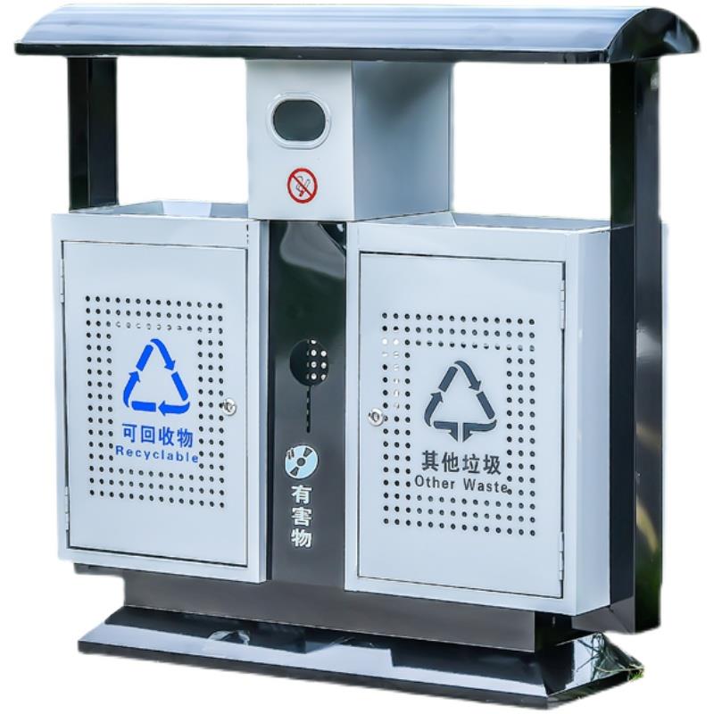户外垃圾桶不锈钢环卫分类室外小区大号钢木双果皮箱垃圾筒垃圾箱