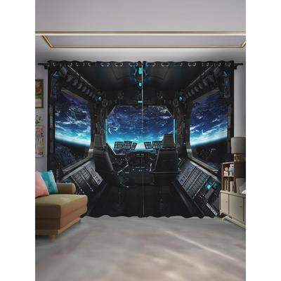 太空站隧道定制窗帘遮光隔热电竞房网吧科幻立体隔断遮挡免打孔布