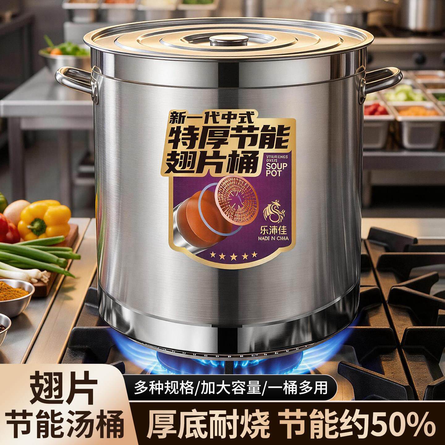 翅片节能汤桶加厚不锈钢桶圆桶商用特厚卤水肉专用锅圆桶汤桶汤锅
