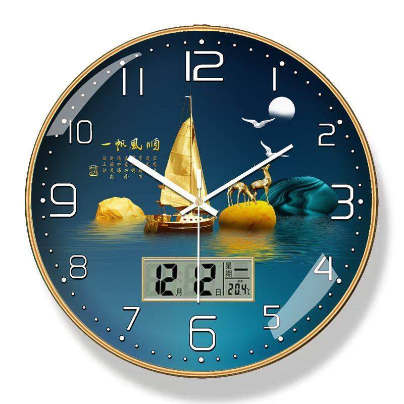 现代简约时钟北欧挂墙钟表挂钟客厅大气家用时尚网红万年历静音表