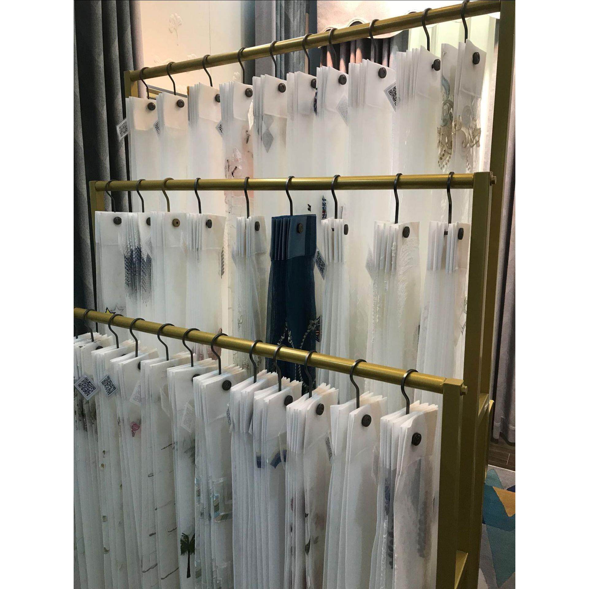 窗帘吊卡展示架纺织品挂样面料样布展示架家纺布艺样品展会被子架