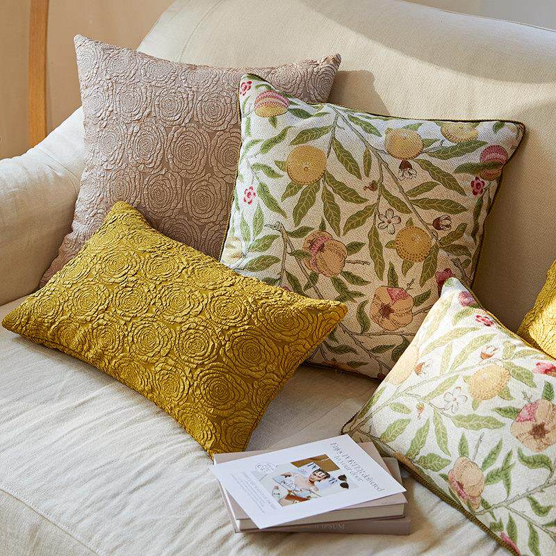 偏爱集法式覆古轻奢高档客厅沙发抱枕靠垫含芯混纺植物花卉腰枕套