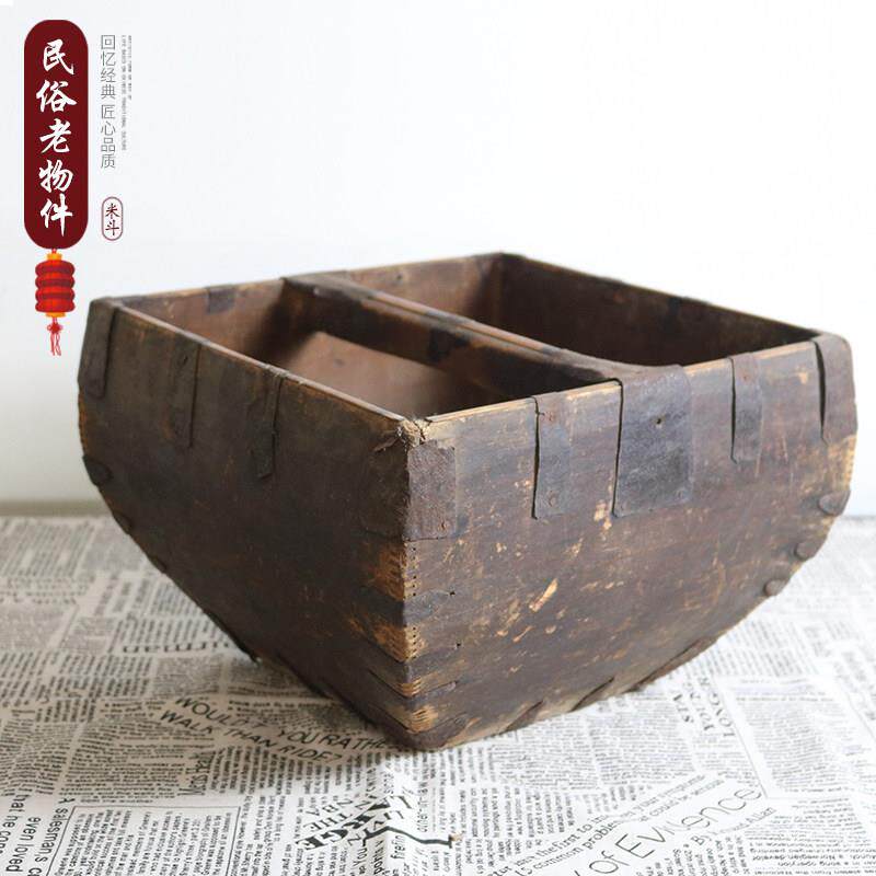 民俗怀旧老物件收藏杂项民国老米斗古董粮食斗老式农具老东西摆件
