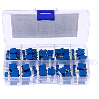 100祇10种阻值 顶调多圈精密可调电位器 3296W精密可调电阻套装