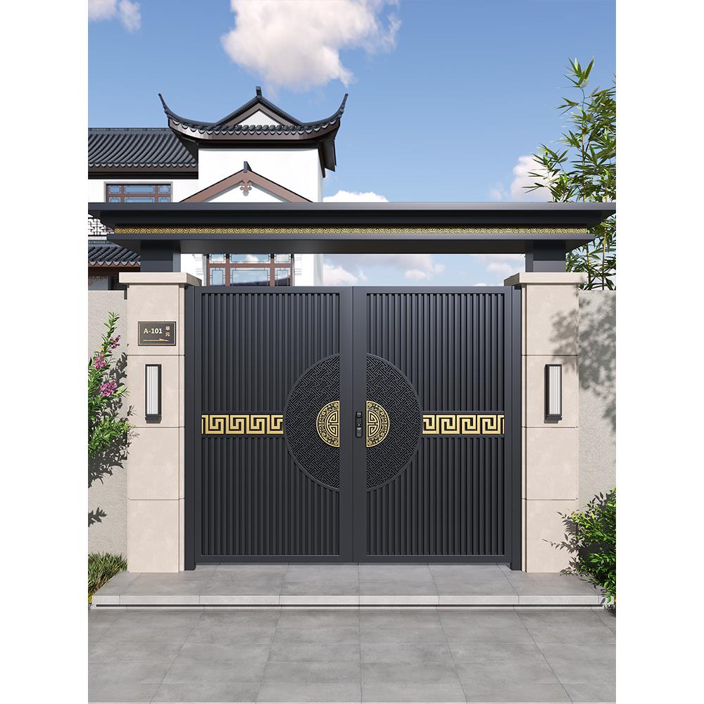 别墅大门庭院双开门铝合金庭院门别墅花园入户门铝艺别墅大门定制