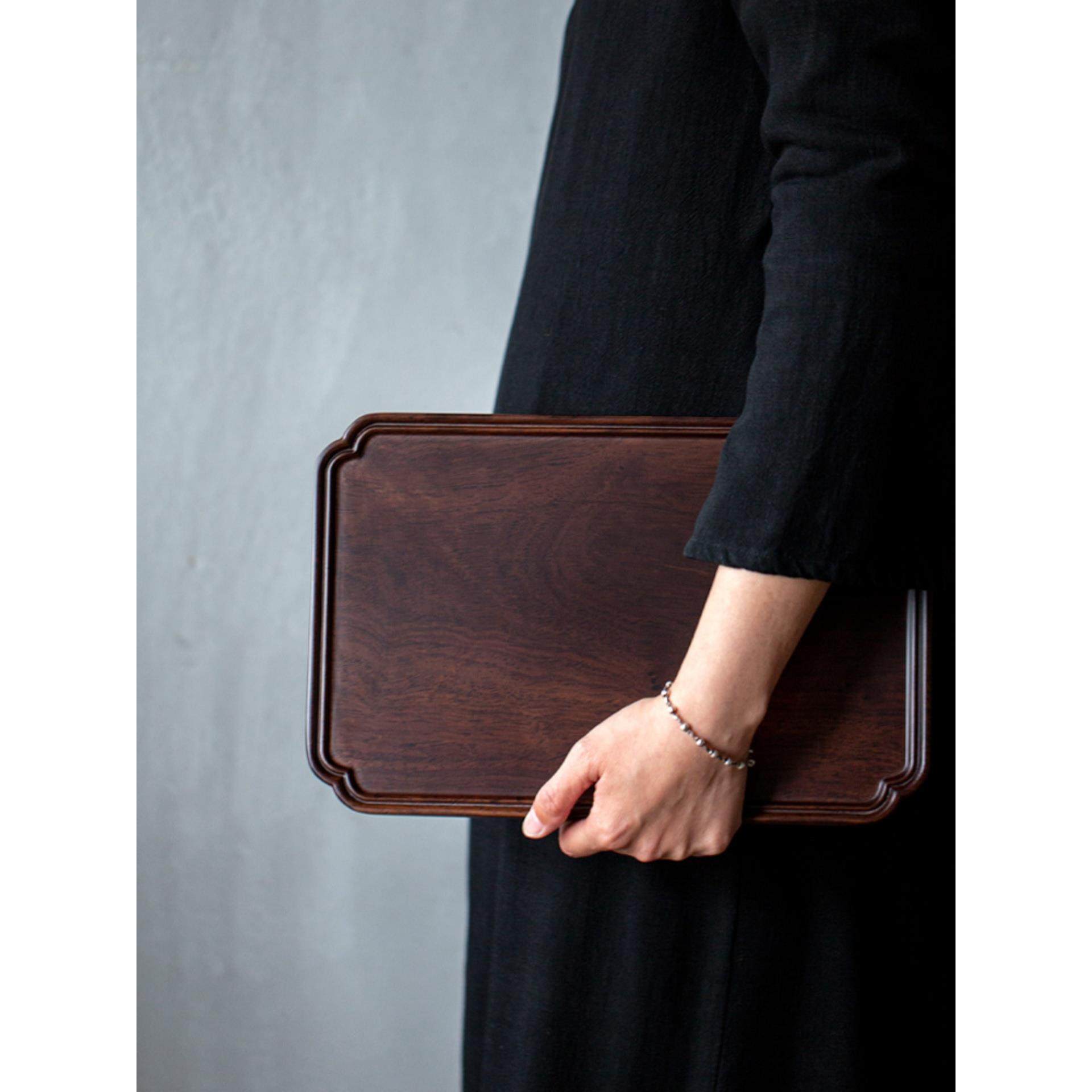 乌木实木简易小茶盘家用茶盘干式输液台