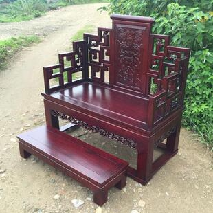 实木单人沙发宝座龙椅太师椅打坐瑜珈凳皇宫椅简约修禅椅中式榆木