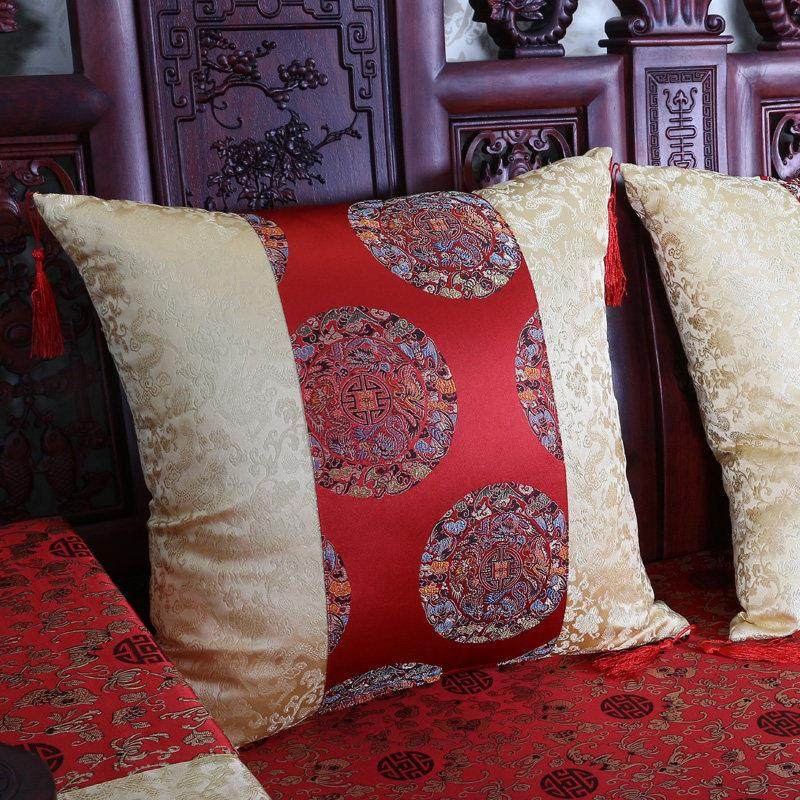 定做中式红木沙发靠垫糖果枕抱枕方枕扶手枕腰枕腰靠方枕海绵含芯