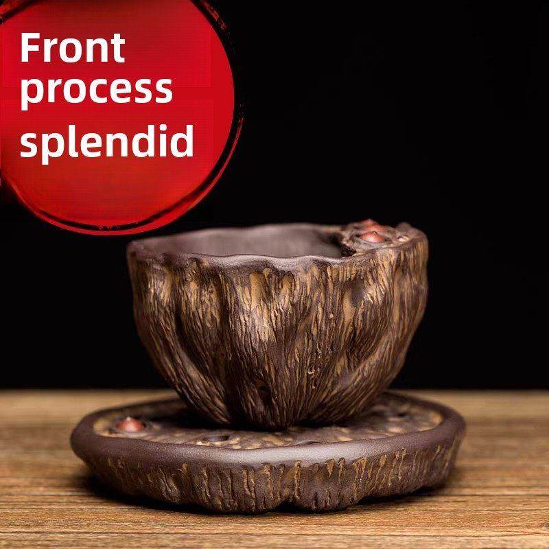 宜兴紫砂壶杯紫砂可养莲子主人杯莲蓬茶杯口正品高档茶道用品配件