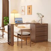 实木吧台桌子家用客厅伸缩一体餐边柜家庭储物现代日式 岛台餐桌