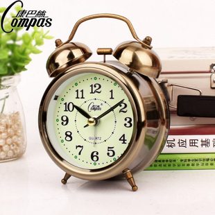 响时大声创意闹铃静音带灯打铃闹钟学生床头钟起床铃金属4寸闹钟
