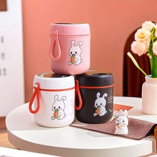 不锈钢保温汤杯500ml带盖餐具学生燕麦杯微波炉防漏早餐汤杯