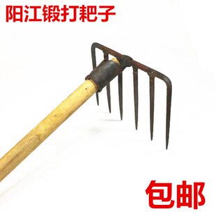 包邮6齿耙8齿耙锄钉耙农用尖齿耙子勾杂物配木柄铁耙带柄小铁耙子