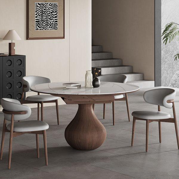 岩板餐桌实木圆形现代简约小户型2024新款暖菜电磁炉可变伸缩饭桌,住宅家具,岩板餐桌,淘宝优惠券,粉丝福利购,淘宝优惠卷