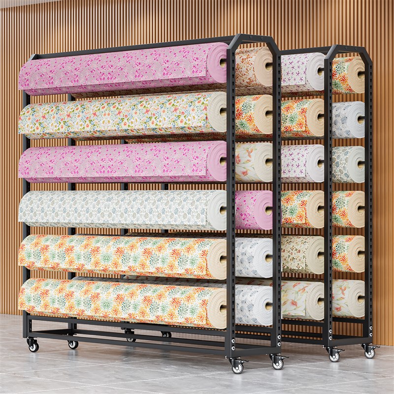 可移动布料展示架挂架面料货架香A云纱存放架桌布推拉多功能陈列