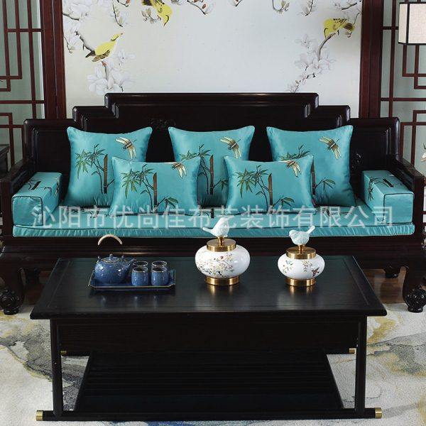 新中式风格红木沙发坐垫硅胶底沙发垫绣花面料抱枕厂家,居家布艺,沙发垫,淘宝优惠券,粉丝福利购,淘宝优惠卷