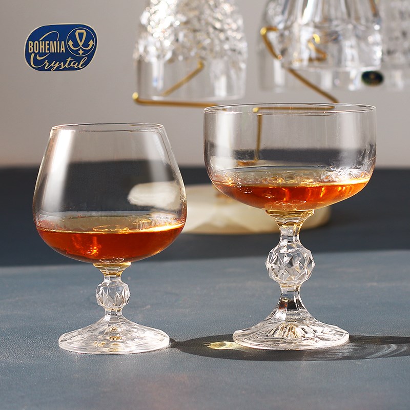 捷克进口水晶玻璃白兰地杯u家用高脚鸡尾酒杯干邑杯洋酒杯轩尼诗