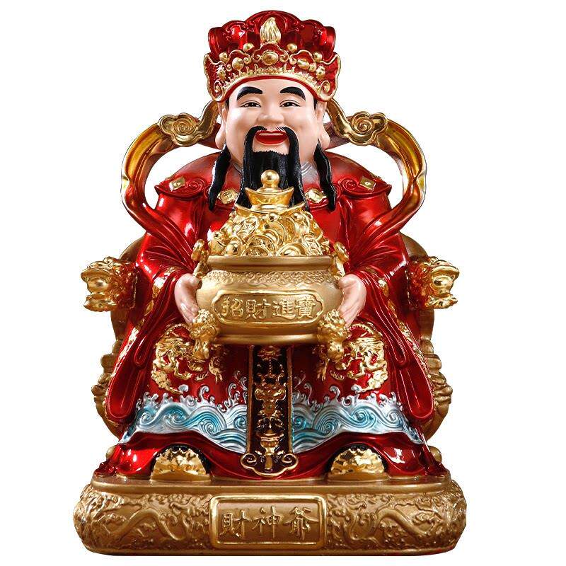 台湾纯铜彩绘财神爷摆件家用供奉元宝文财神公司招财店铺开业送礼