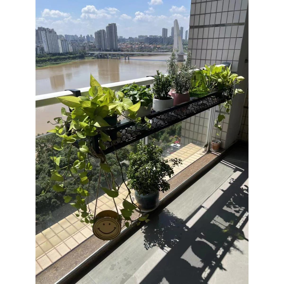 知萌花架置物架阳台悬挂式护栏铁艺植物架子窗台栏杆花盆多肉挂架