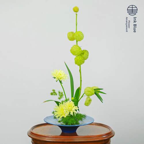 窑变釉陶瓷圆盘花器 客厅餐厅茶室桌面鲜花插花器皿配剑山插花器