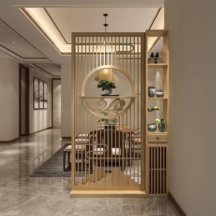 翁华新中式博古架实木屏风隔断客厅遮挡家用镂空入户玄关柜屏风柜