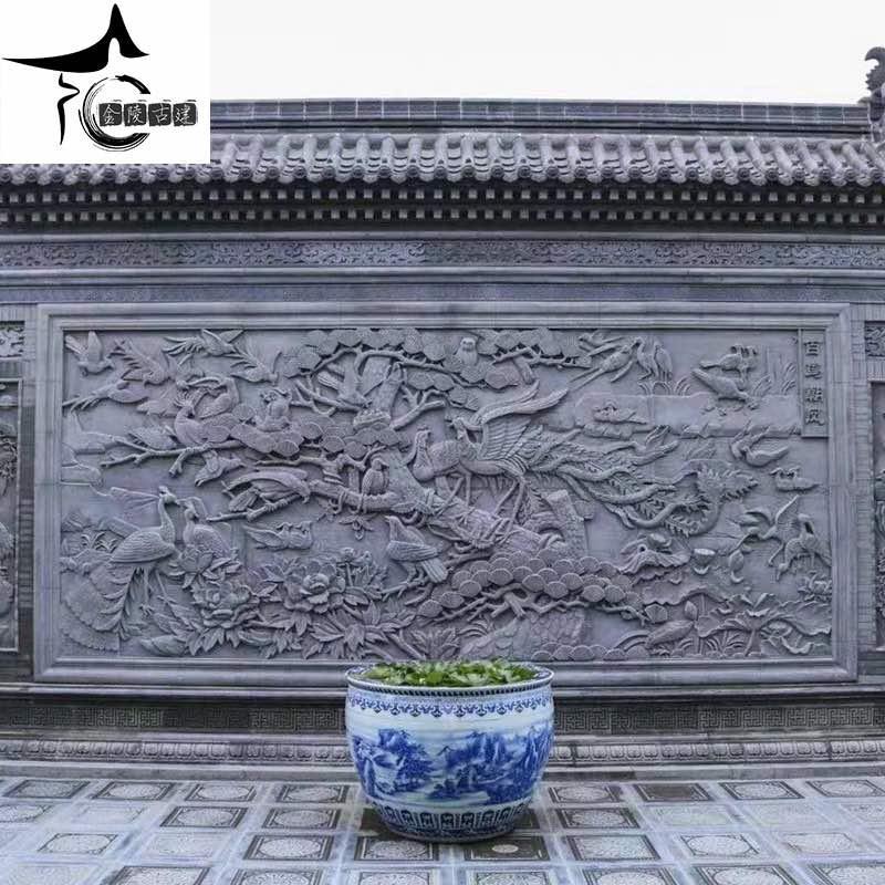彷古建大幅青砖雕刻定制砖雕壁画中式装饰四合院影壁墙照壁画浮雕