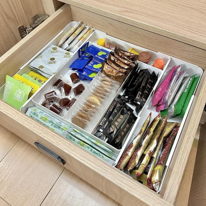 抽屉分格可伸缩收纳盒化妆品内置分隔整理盒餐具筷子勺子厨房置物