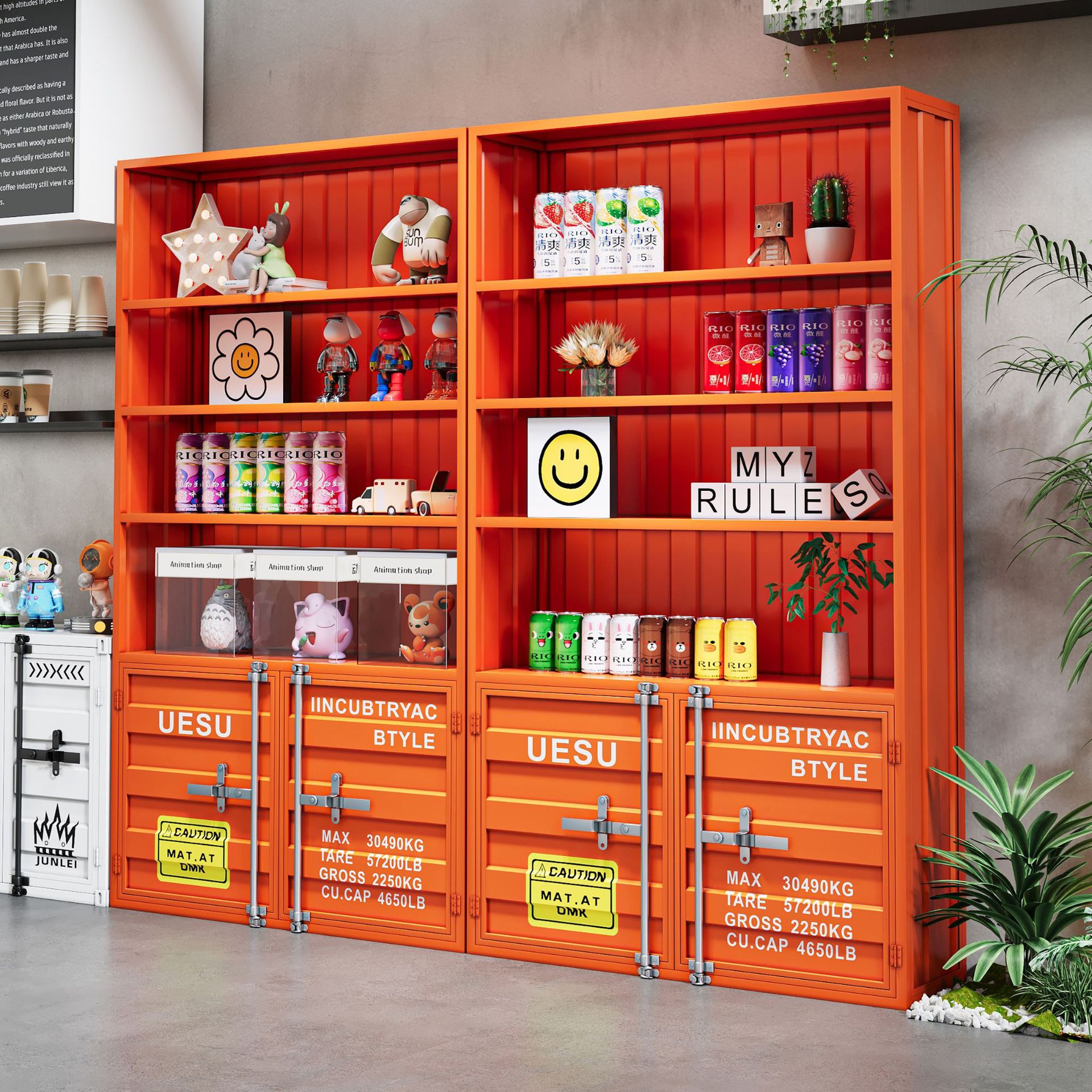 工业风手办展示柜储物货架酒柜样品潮店置物展示铁架子商用陈列柜