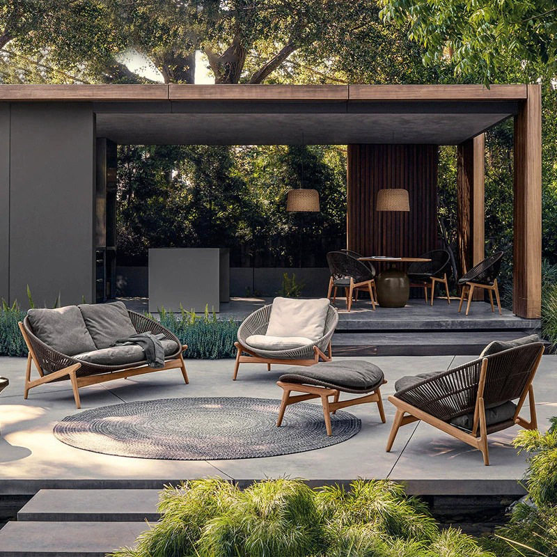 北欧休闲实木藤编沙发户外单人别墅庭院家具花园阳台防水防晒组合,住宅家具,户外沙发,淘宝优惠券,粉丝福利购,淘宝优惠卷