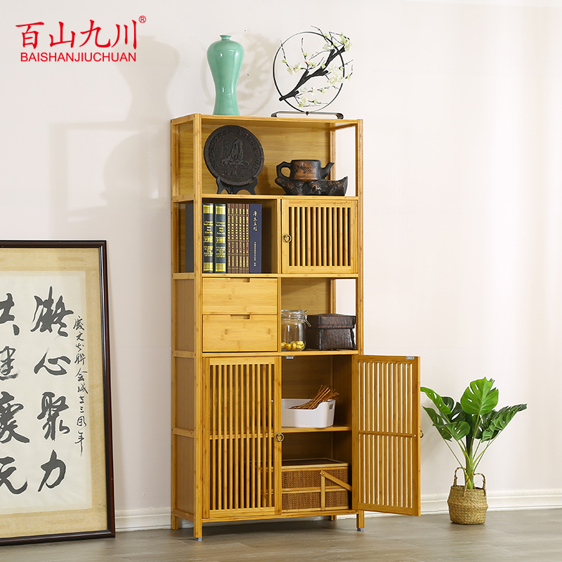 W8博古架实木中式书架置物架古董架茶叶架茶具柜现代简约客厅储物