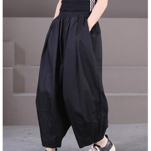 薄款女裤2025早春新款大码棉麻亚麻高端阔腿哈伦灯笼裤女夏季裤子