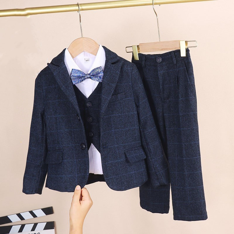 儿童西装西服套装十岁生日男童帅气男孩礼服主持T人服装钢琴演出