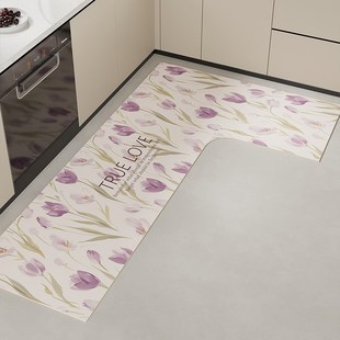 L型厨房吸水f防滑专用地垫满铺简约高级感脚垫子耐脏免洗吸油地毯