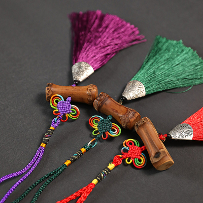 山山竹木中国结竹鞭流苏穗子挂饰件吊穗手工编织折扇坠子茶道配件