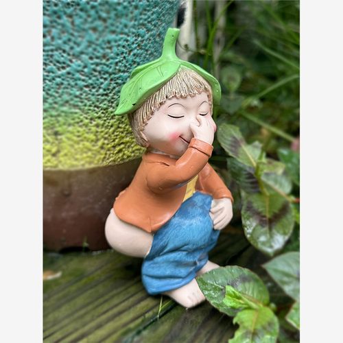 拉臭臭小男孩公仔家居阳台趣味摆件花盆电视柜橱窗茶几有趣装饰品