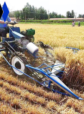 三轮水稻芦苇收割打捆一体机小麦汽油自走式收割机打捆机家用新款