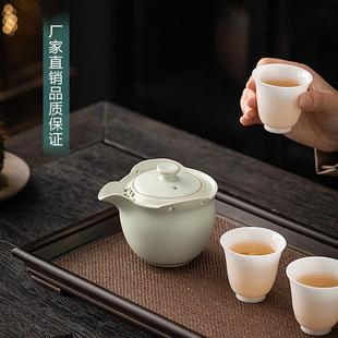 汝瓷泡茶壶手抓壶防烫 家用可养手工茶壶陶瓷功夫茶具配件单壶中式