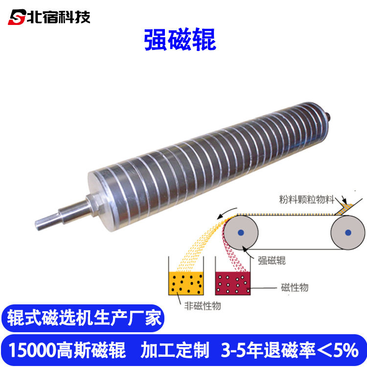 生产除铁器磁辊磁选机设备配件磁性强15000高斯d1710输送带强磁辊