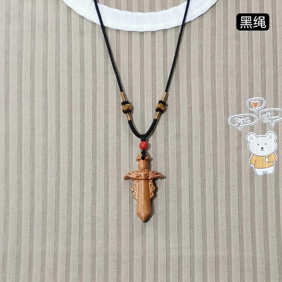 正宗桃木剑小挂件100%真桃木儿童宝宝男女平安饰品桃木剑项链吊坠