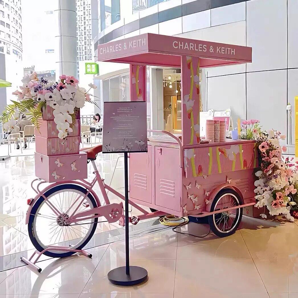 网红摆摊三轮自行车商场夜市美食街摊位花车活动展示车促销巡游车