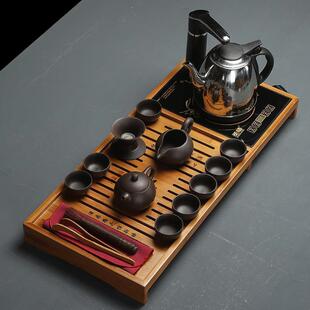 客厅实木茶盘会客家用功夫一体泡茶台小型茶壶高档大 轻奢茶具套装