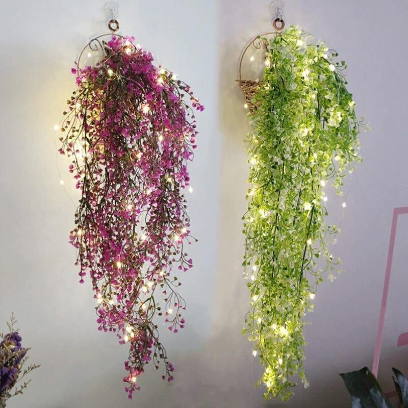 壁挂花盆吊篮挂壁小花盆挂墙玫瑰花藤垂吊墙花挂装饰仿真植物假花