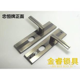 家用型防盗门锁具大门把手黑金拉丝门锁235孔距通用锁芯手柄忠恒